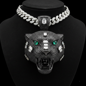 Colgante de Moissanita Rey Africano Wakanda, Plata 925 con Baño de Rodio, Diamante VVS, Joyería Fina, Colgantes y Dijes Hip Hop, GIA IGI - Product Image 2