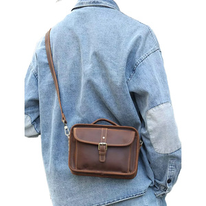 Wholesale Vintage Satchel Bag Leather Crossbody Messenger Bag Unisex Shoulder Laptop Bag Durable Business Travel School bag - Product Image 2