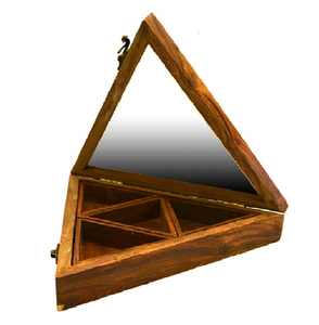 Caja de almacenamiento de frutos secos de madera con tapa transparente de forma triangular, hecha de madera natural de acacia para guardar frutos secos. - Product Image 1