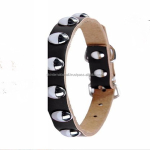 Collar de cuero con tachuelas para perro, remache ajustable personalizado, hecho a mano, de cuero cromado, elegante - Product Image 4