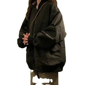 Otoño nuevo estilo gorra de béisbol negra chaqueta de bombardero de ajuste holgado para hombre Simple versátil moda estilo coreano ropa Casual - Product Image 2