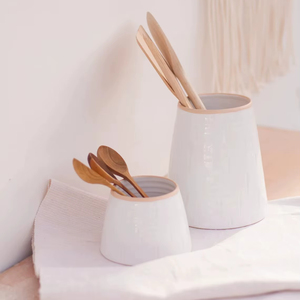 Handcrafted Ceramic <b>Utensil</b> <b>Holder</b> Crackle Glaze Finish Durable Thick Wall Heat Resistant Elegant <b>Kitchen</b> Organizer Storage Jar - Product Image 3