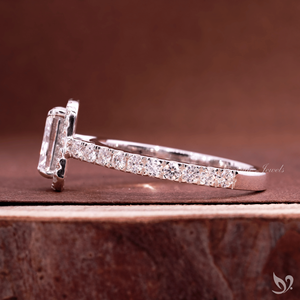 1 Carat Radiant Halo Lab Diamond Engagement <b>Ring</b> Pave Band IGI Certified 10K White Gold <b>Statement</b> <b>Ring</b> - Product Image 4