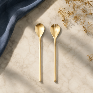 Customs Designed Brass Ribbed Handle Table Spoons Matte Finished Long Size <b>Star</b> Handle Use Server Spoon for Kitchen Utensils - Product Image 6