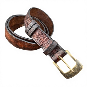 Ceintures de luxe pour hommes 100% cuir véritable, boucle en acier, robustes, vintage, impression personnalisée du logo de la marque, cuir de vache, imperméables, écologiques - Product Image 2