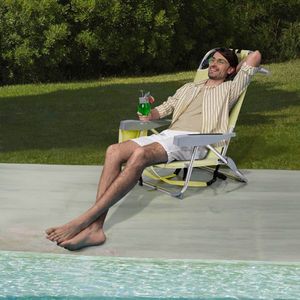 63*65*82cm Yellow Short Oxford Cloth Beach Chair with 100kg Aluminum Tube Bearing Silver White Aluminum Tube 100kg Capacity - Product Image 2