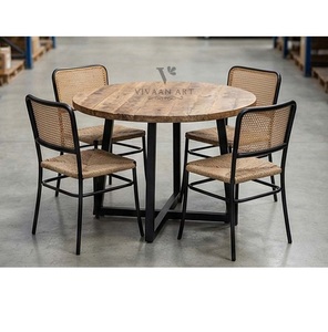 Mesa y Sillas de Comedor de Madera Maciza, Muebles Elegantes y de Lujo para el Hogar, Cafeterías y Restaurantes - Product Image 3