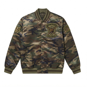 Chaqueta satinada de alta calidad con logotipo bordado personalizado, chaqueta bomber de diseño personalizado, chaqueta universitaria de poliéster con botones de cuerno. - Product Image 6