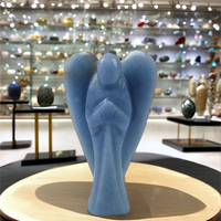 Vente en gros de figurines en pierre d'angélite de 2 pouces, pierres précieuses spirituelles pour la guérison, figurines sculptées à la main, mascotte Feng Shui, respectueuses de l'environnement