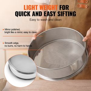Tamiz de Harina de Acero Inoxidable de 80 Mallas, Tamiz de Malla Fina de Grado Alimenticio 304, 12.6 Pulgadas de Diámetro Utensilios para Hornear y Repostería - Product Image 5