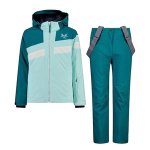 Combinaison de ski coupe-vent personnalisée avec logo, grande taille pour hommes, imperméable 10 000 mm, avec capuche et fermeture éclair, pantalon de neige à bretelles - Product Image 1