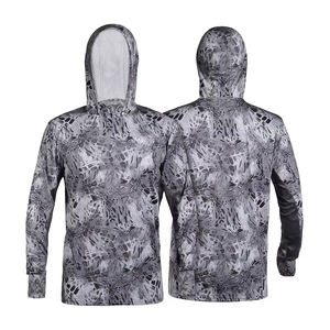 Hoodie unisexe blanc à manches longues UPF 50 anti-UV, chemise de pêche, haut pour adulte, pull-over uni en polyester - Product Image 5