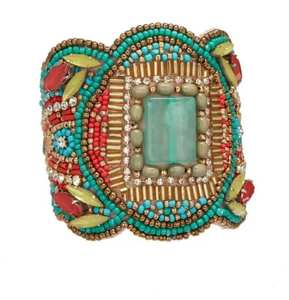 Bracelet manchette épais en résine colorée effet écaille de tortue pour femme - Product Image 5