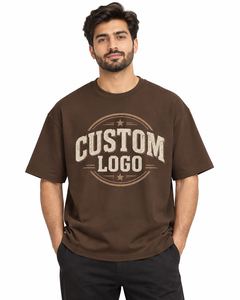 T-shirt décontracté pour homme en jersey de coton bleu marine uni à manches courtes et col rond, coupe classique, 100 % coton épais - Product Image 2