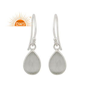 White <b>Moonstone</b> Earrings Jewelry Wholesale 925 Sterling Fine Silver Bezel Set Tear Drop Earrings Classic Collection - Product Image 4