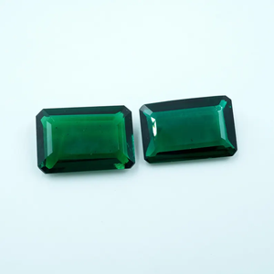 Par de Esmeraldas Verdes Zambianas Cultivadas en Laboratorio, Corte Esmeralda Facetado, 23 Quilates, 19x13x6mm, HAYAAT GEMS, Cambio de Color para Joyería - Product Image 1