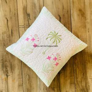 Funda de Cojín Cuadrada Decorativa de Algodón con Estampado a Mano Indio, Acolchada, 40 x 40 cm - Product Image 2