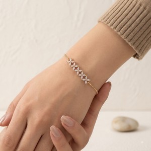 Pulsera Unisex de Diamantes Radiantes Naturales con Corte Marquesa y Racimo, Chapada en Oro de 14K, Certificada por IGI, Lujo para Novias, Color G, 26g - Product Image 3