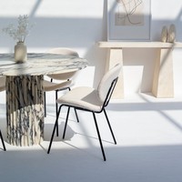 Chaise de salle à manger Vandana Zentrix Neo Off White Boucle avec un design ergonomique moderne et un confort premium