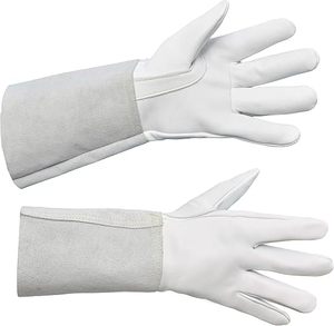 Gants de sécurité en cuir blanc, texture lisse, durables, antidérapants, manchette droite, usage général - Product Image 4