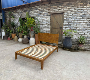 Cadre de lit en bois massif rustique Song Kon SK2026 avec design à panneaux surélevés en chêne, noyer et acacia et garantie d'un an - Product Image 5