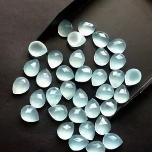 Meilleure qualité 5mm x 8mm naturel Aqua calcédoine poire Rose coupe Cabochons IGI certifié pierres précieuses en vrac au fabricant de gros - Product Image 1