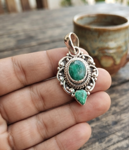 Natural Green <b>Emerald</b> 925 Sterling Silver Bezel Setting <b>Pendant</b> Yellow Gold Rose Gold Plated Handmade Vintage Gemstone Jewelry - Product Image 5