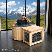Baignoire ovale polyvalente en cèdre pour bain froid, capsule de bain de glace en cèdre rouge avec revêtement en acier inoxydable 304, pour immersion intérieure et extérieure, relaxation