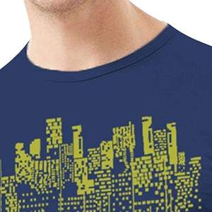 T-shirt en coton pour homme de qualité supérieure OEM, manches courtes, imprimé avec une ampoule de ville, vêtement décontracté, col rond, coupe régulière - Product Image 5