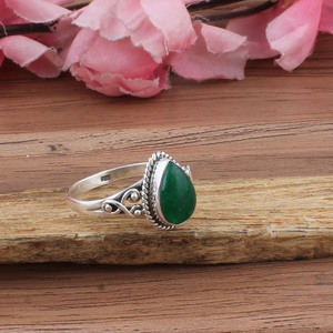 Natural Green <b>Jade</b> Classic Wedding <b>Ring</b> 925 Sterling Silver Women Genuine February Birthstone Jewelry - Product Image 5