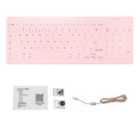 Clavier portable sans fil HengYu, 96 touches, membrane silencieuse, trois modes, étanche, USB Type-C, sans rétroéclairage, rose, pour tous les tablettes