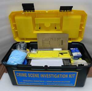 Kit d'investigation sur la scène du crime Fingerprint Master OSS-1000, boîte de rangement portable pour la collecte d'évidences légales, gants, ruban adhésif - Product Image 1