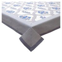 Nappe carrée à imprimé floral très vendue, 8-10 places, 180x270 cm, bleu gris, lavable, tissée, pour usage domestique