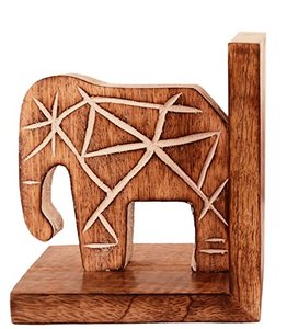 Sujetalibros de Madera Hechos a Mano con Forma de Elefante, Decorativos, de Madera Maciza, para el Hogar, Oficina, Biblioteca, Decoración de Estanterías - Product Image 5