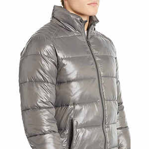Custom Logo Winter Outdoor Men's <b>Padded</b> Coat High Quality Shiny Hood Puffer Jacket Stand Collar Zipper Embroidery Jacket ODM - Product Image 4