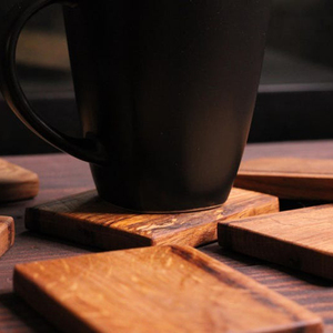 Rustic Wooden Coaster <b>Set</b> <b>Square</b> Solid Wood Drink Mats Thick Coffee Cup Pads Vintage Table Decorative Tableware Accessories - Product Image 5