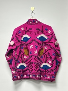 Bohemian <b>Velvet</b> Suzani Bomber Jacket Handmade Embroidery Vintage Floral Reversible Eco-Friendly 100% Cotton Winter Wholesale - Product Image 3