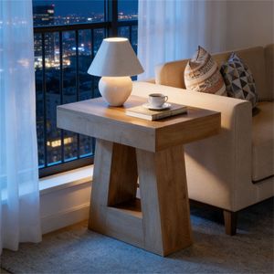 Tavolino Consolle Moderno con Base Trapezoidale per Divano, Design Elegante da Tavolino da Tè - Product Image 1