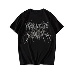 T-shirt personnalisé avec strass, T-shirt OEM noir uni avec lettres et logos en strass, col ras du cou, pour hommes - Product Image 4