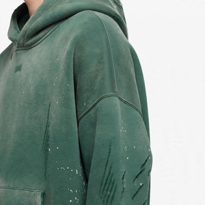 Sudadera con Capucha Extra Grande, Estilo Vintage, Lavado Ácido, Transpirable, 360GSM, Algodón French Terry, para Hombre - Product Image 5