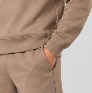 Ensemble de survêtement marron clair personnalisé pour hommes avec demi-zip et pantalon de jogging - Product Image 6