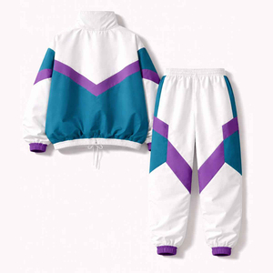 Ensemble veste coupe-vent légère en nylon et pantalon de survêtement, avec coutures personnalisées, tissu en maille, tenue de jogging, vêtements de sport, survêtement - Product Image 2