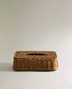 Boîte à mouchoirs rectangulaire classique en osier tressé à la main, support durable en rotin pour mouchoirs en papier, idéal pour les intérieurs rustiques - Product Image 1