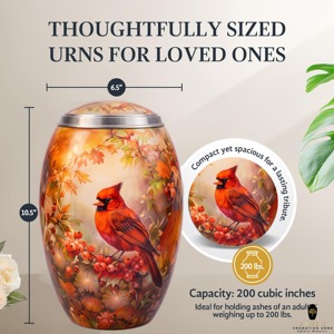 Red <b>Cardinal</b> Bird Cremation Urn for Human Ashes Memorial Adult Funeral Urn 10 inches - Product Image 3