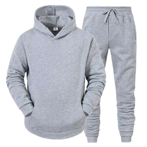 Conjunto Deportivo Unisex con Capucha, Sudadera Beige, Pantalones Negros, Color Sólido, Algodón, Ropa Casual de Otoño, Cierre con Cordón de Ajuste - Product Image 6