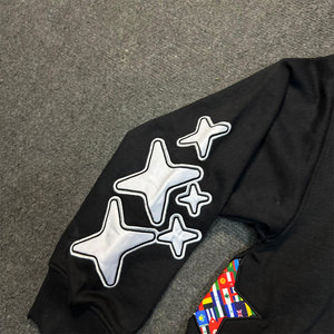 Sudadera con capucha estilo streetwear, con cremallera, parches bordados en chenilla personalizados, forro polar, 100% algodón, para hombre, de alta calidad - Product Image 4