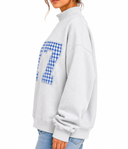 Sweat-shirt surdimensionné à col montant pour femme avec logo personnalisé sur le devant, en polyester et coton French Terry, pull d'hiver décontracté, streetwear - Product Image 3
