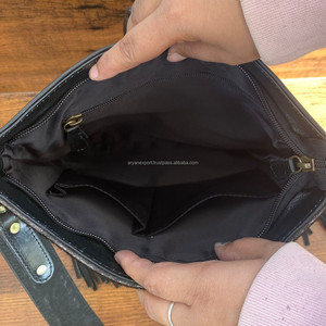 2025 nouveau Style femmes mode cuir usiné à la main grande capacité frange sac à bandoulière et personnalisé à la main peau de vache à deux volets portefeuille ensemble - Product Image 6