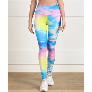Leggings pour femmes effet tie-dye, taille haute, imitation jean, extensibles, jeggings, pantalon de yoga, décontracté, pour tous les jours - Product Image 1