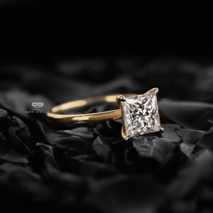 14K Gold Princess Cut Lab Grown Diamond Solitaire Engagement <b>Ring</b> Minimal Bridal Jewelry IGI Certified Wholesale Gift Her - Product Image 3